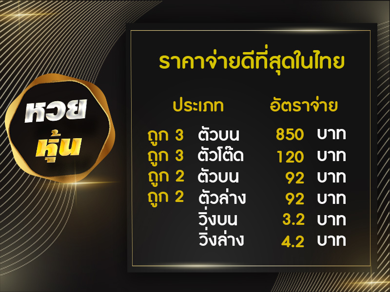 ราคาจ่ายหวยหุ้นสิงคโปร์ จ่ายบาทละ 850